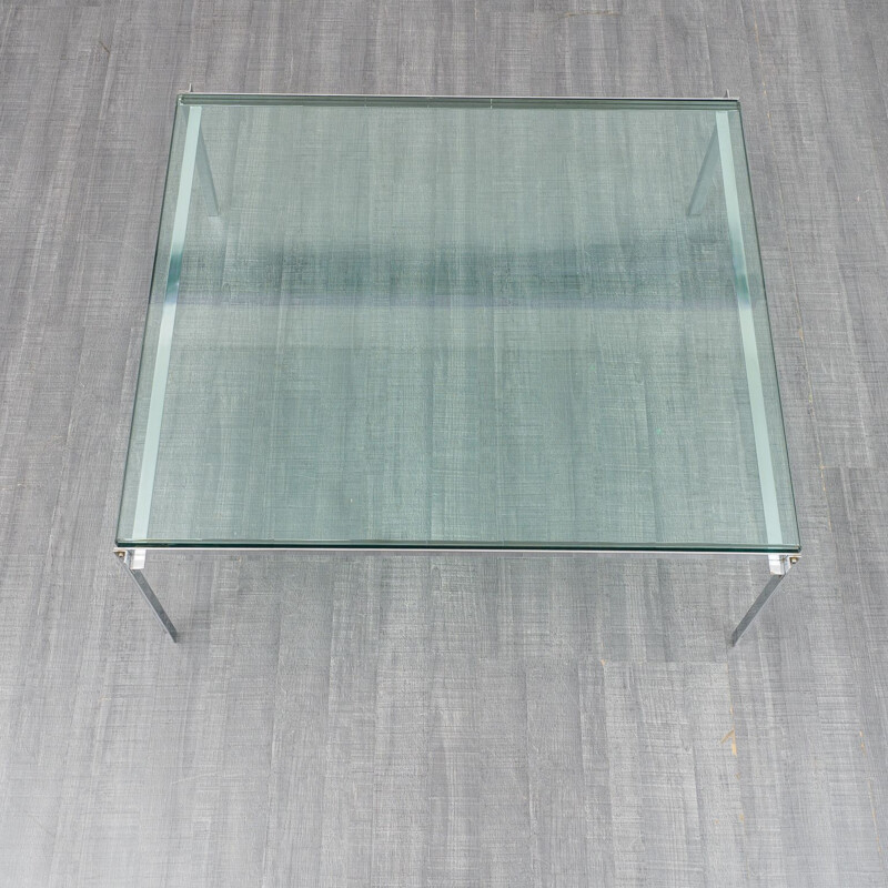 Vintage coffee table, glass & chrome 1970s