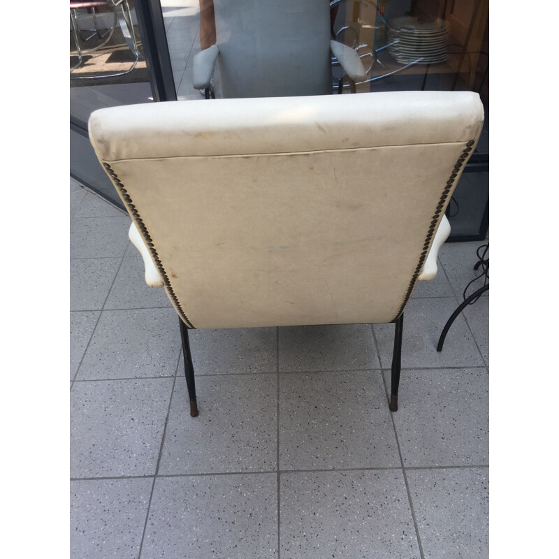 Sillón skai blanco vintage 1960