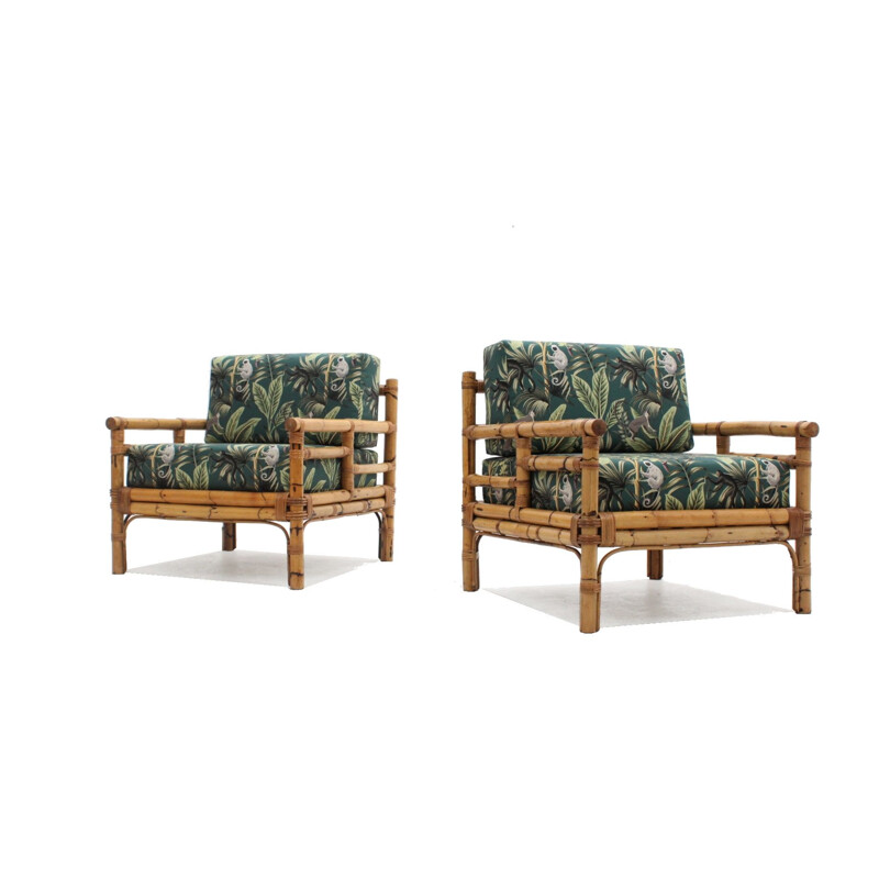 Pair of Vintage rattan armchairs Vivai del Sud 1970s