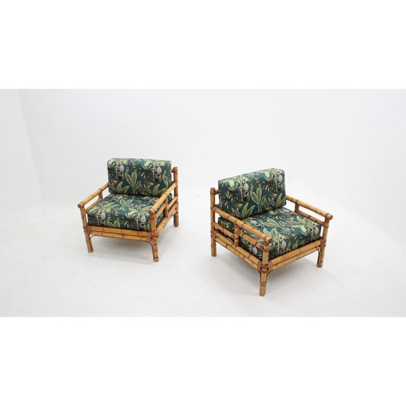 Pair of Vintage rattan armchairs Vivai del Sud 1970s