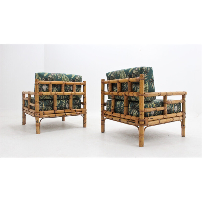 Pair of Vintage rattan armchairs Vivai del Sud 1970s