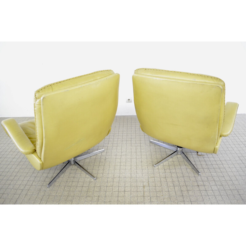 Paire de fauteuils lounge en cuir vintage De Sede DS 231 "James Bond