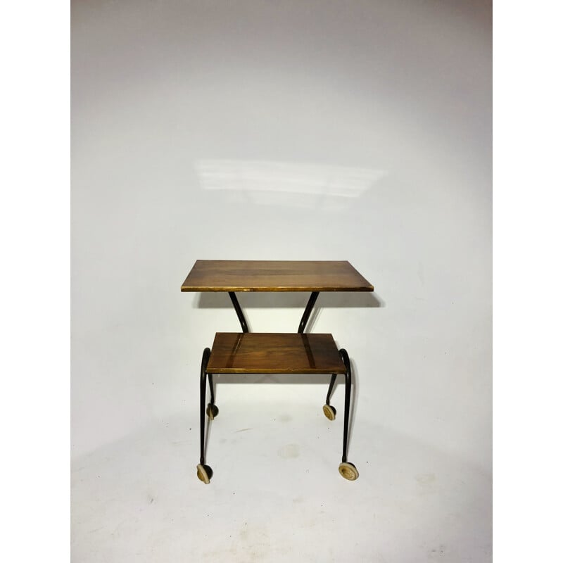 Vintage side table on casters