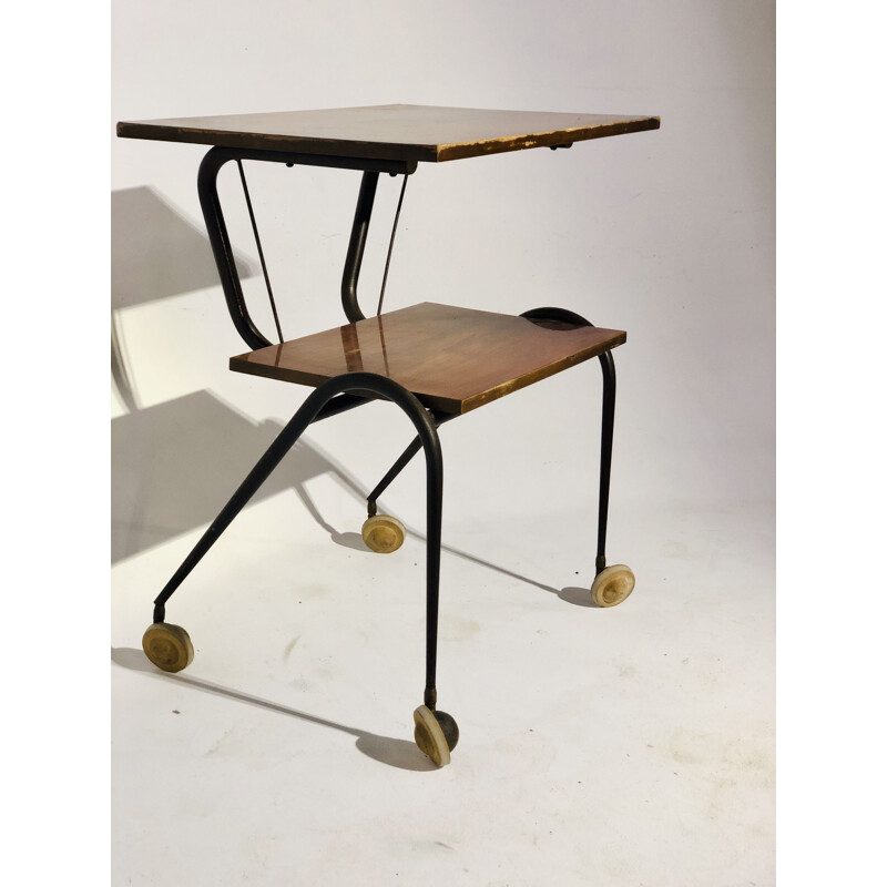 Vintage side table on casters