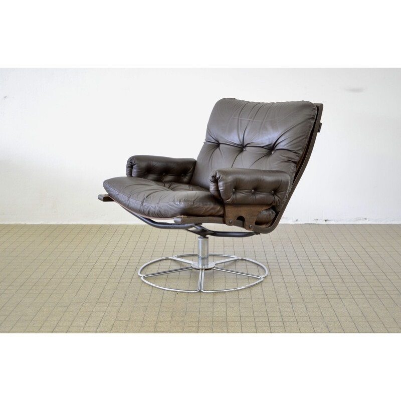 Vintage Dux leather lounge chair by Bruno Mathsson 1970