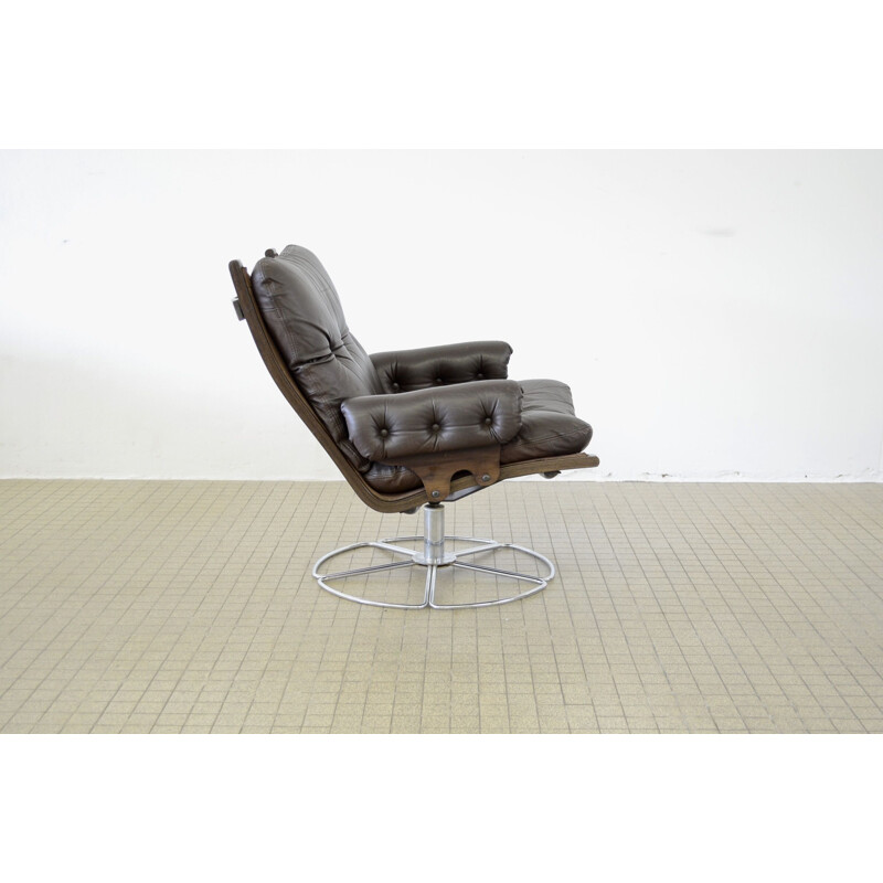 Vintage Dux leather lounge chair by Bruno Mathsson 1970