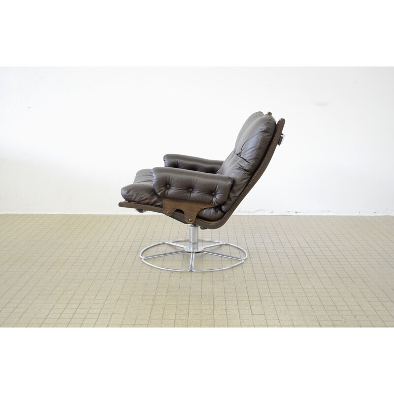 Vintage Dux leather lounge chair by Bruno Mathsson 1970