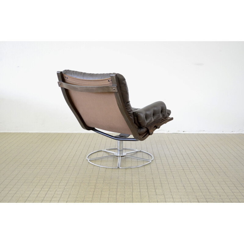 Vintage Dux leather lounge chair by Bruno Mathsson 1970