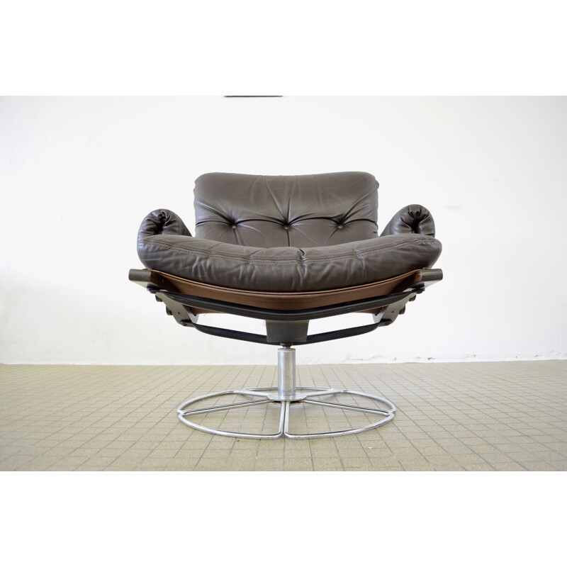 Vintage Dux leather lounge chair by Bruno Mathsson 1970