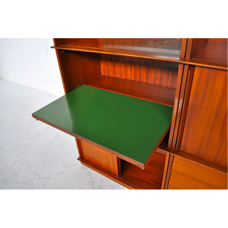 Mid-century Oscar modular bookcase in mahogany and glass - 1960s