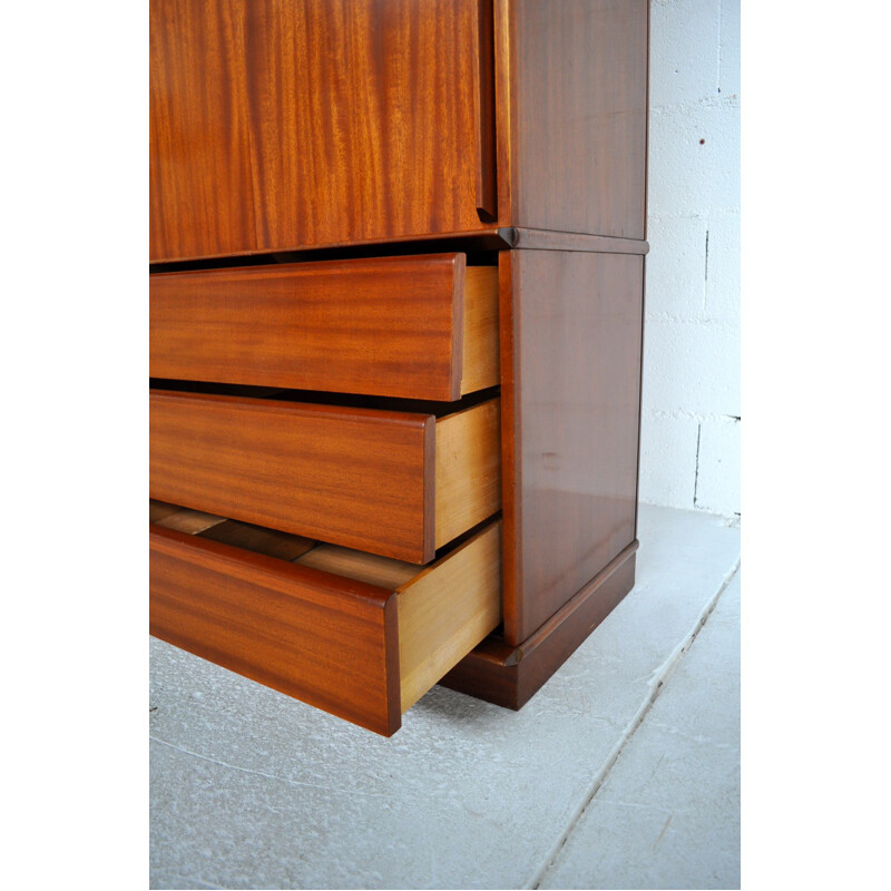 Mid-century Oscar modular bookcase in mahogany and glass - 1960s