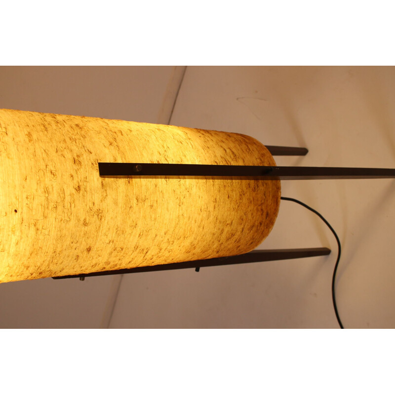  Vintage Large Yellow Rocket floor lamp with glass fiber shade