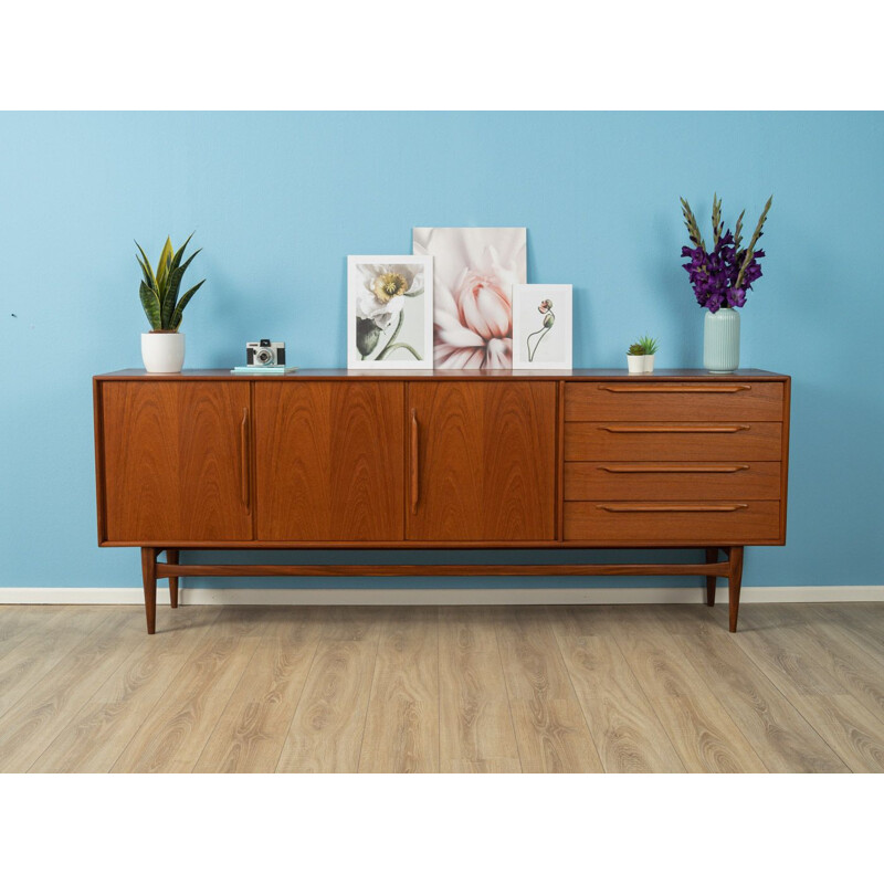 Vintage Sideboard in teak veneer Scandinavian Heinrich Riestenpatt, designed in Germany, 1960