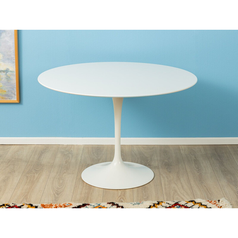 Vintage Tulip dining table Wooden table top with aluminum base by Eero Saarinen Knoll International 1957