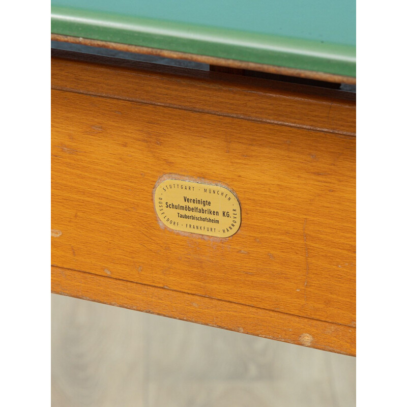 Green vintage school desk beech 1950