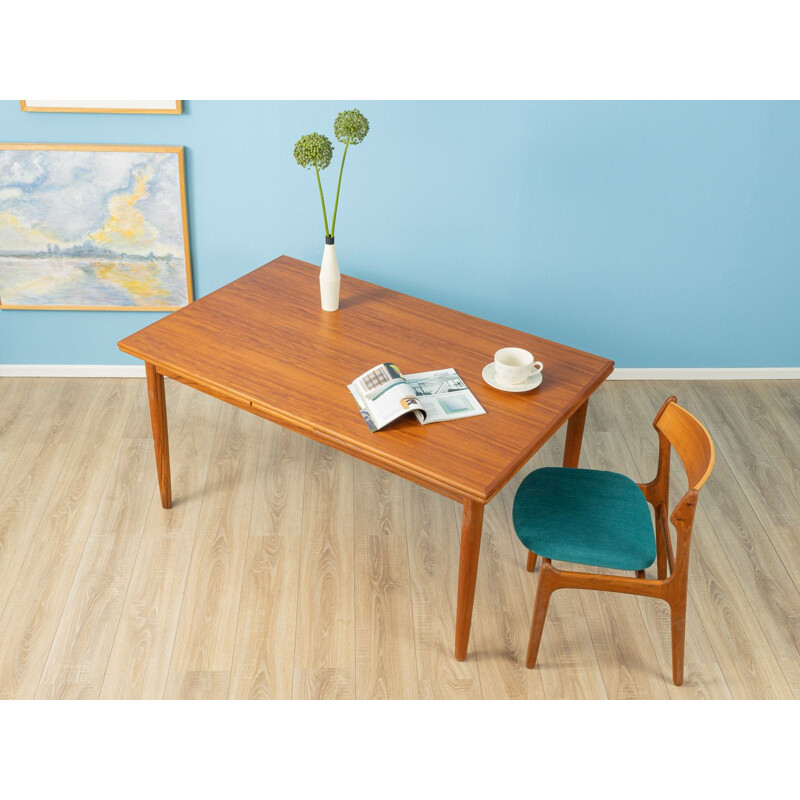 Table à manger vintage en teck scandinave, fabriqué en Allemagne, 1960