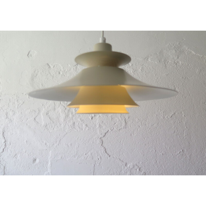 Vintage cream layered pendant lamp, Denmark,1970