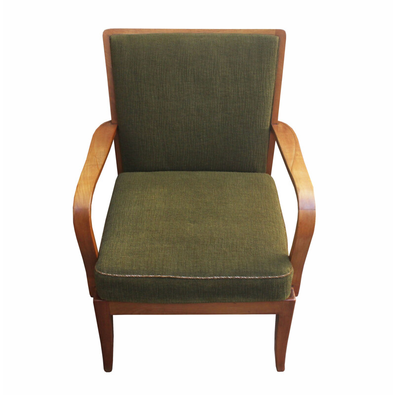 Vintage armchair in olive-green Knoll Antimmott 1950s
