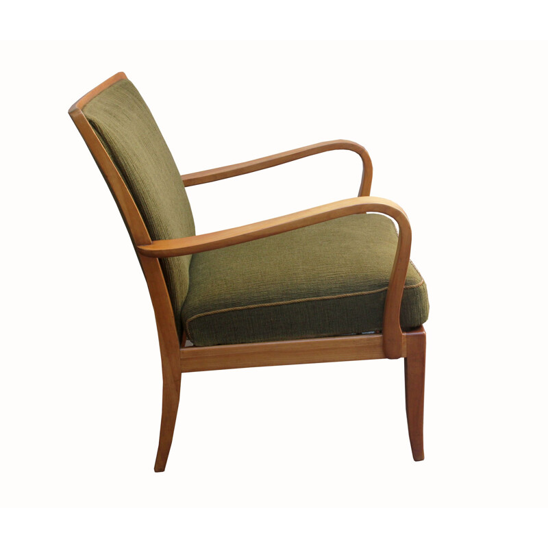 Vintage armchair in olive-green Knoll Antimmott 1950s