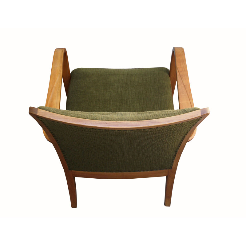 Vintage armchair in olive-green Knoll Antimmott 1950s