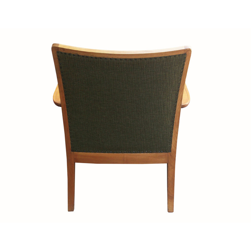 Vintage armchair in olive-green Knoll Antimmott 1950s