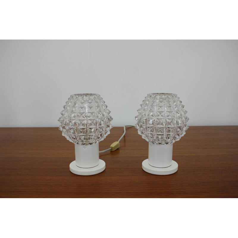 Pair of vintage table lamp Kamenický Šenov, 1960s