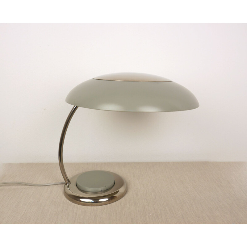 Vintage Gray Metal Table Lamp, Germany, 1960