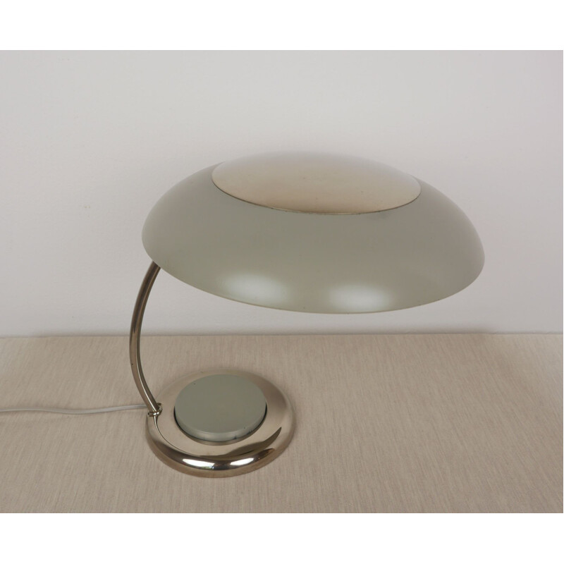 Lampe de table vintage en métal gris, Allemagne 1960