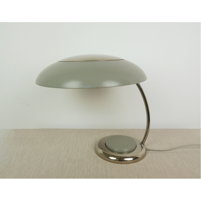 Vintage Gray Metal Table Lamp, Germany, 1960