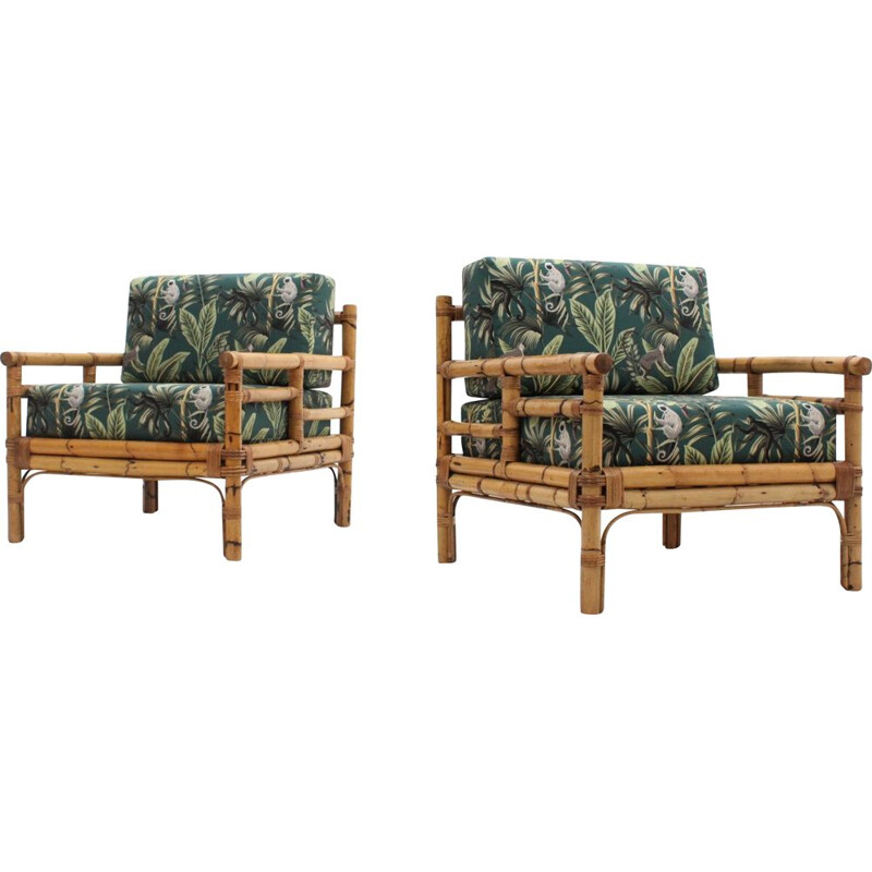 Pair of Vintage rattan armchairs Vivai del Sud 1970s