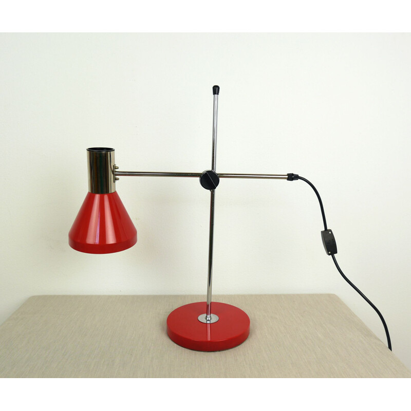 Vintage Red Metal Table Lamp from Baum-Leuchten, Germany, 1960