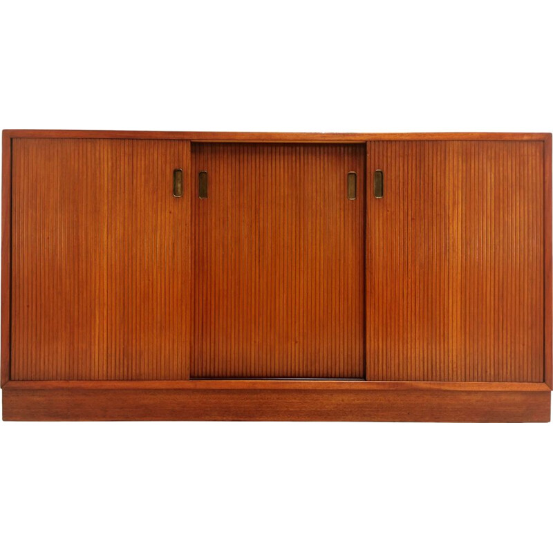 Vintage Teak Slide Door Sideboard Cabinet, Denmark, 1970