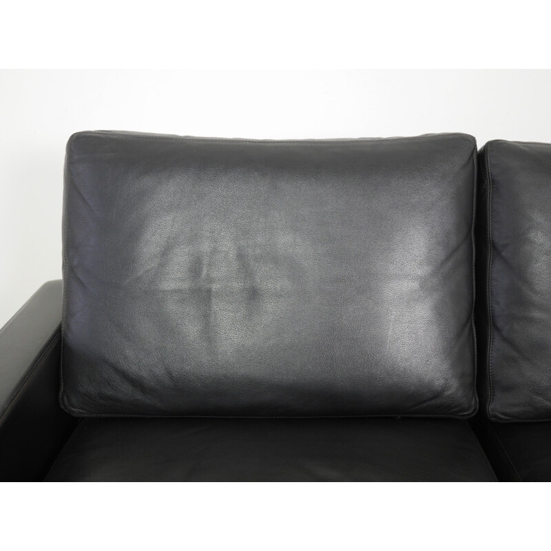 Vintage Black Leather Conseta Sofa by F. W. Möller for Cor Germany 1960