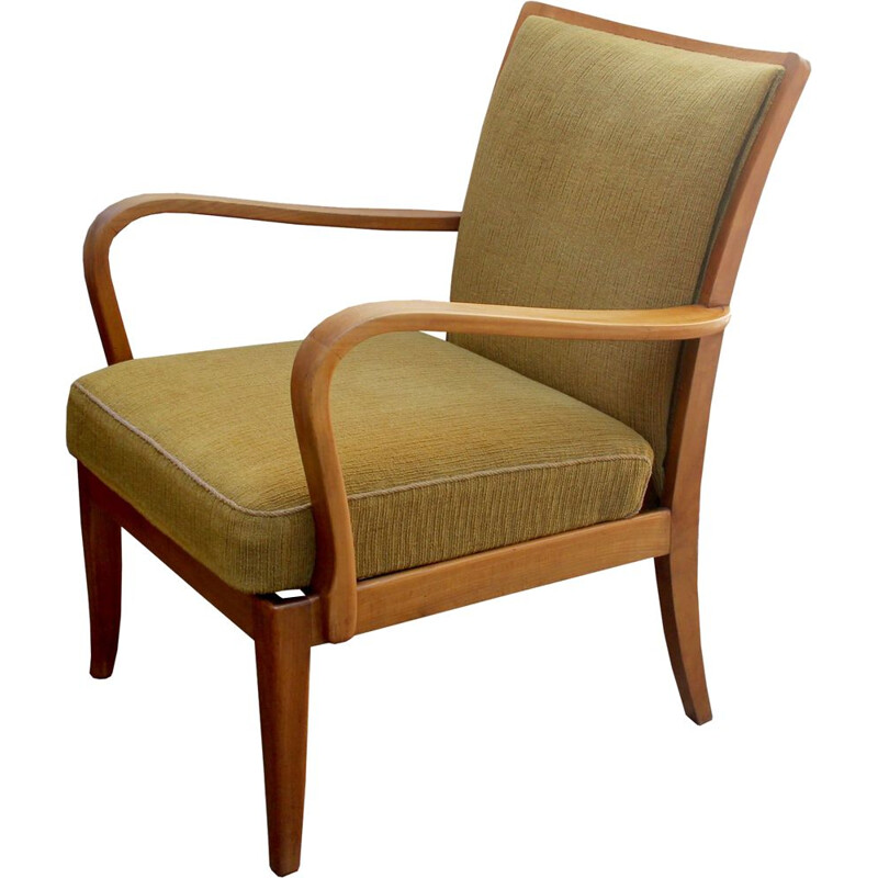 Fauteuil vintage  jaune moutarde Knoll Antimott 1950