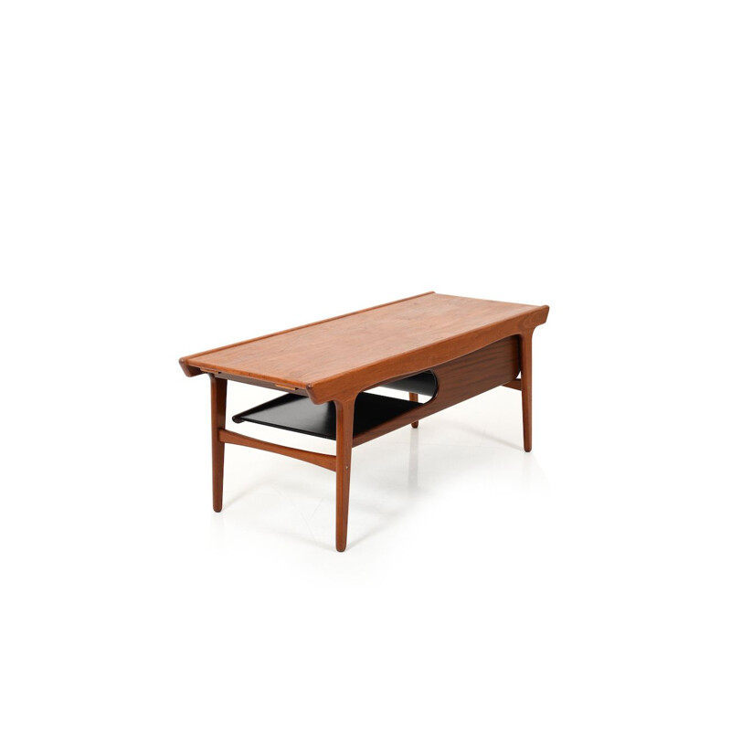 Mid Century Teak Table with Formica Inlays Danish 1960