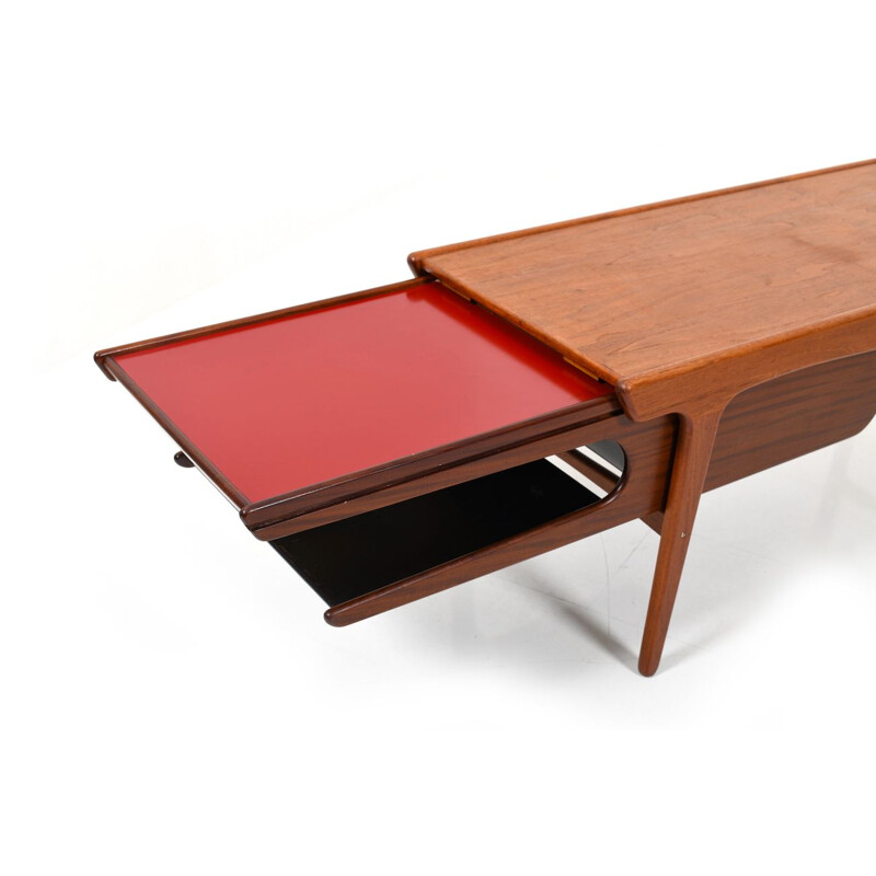 Mid Century Teak Table with Formica Inlays Danish 1960