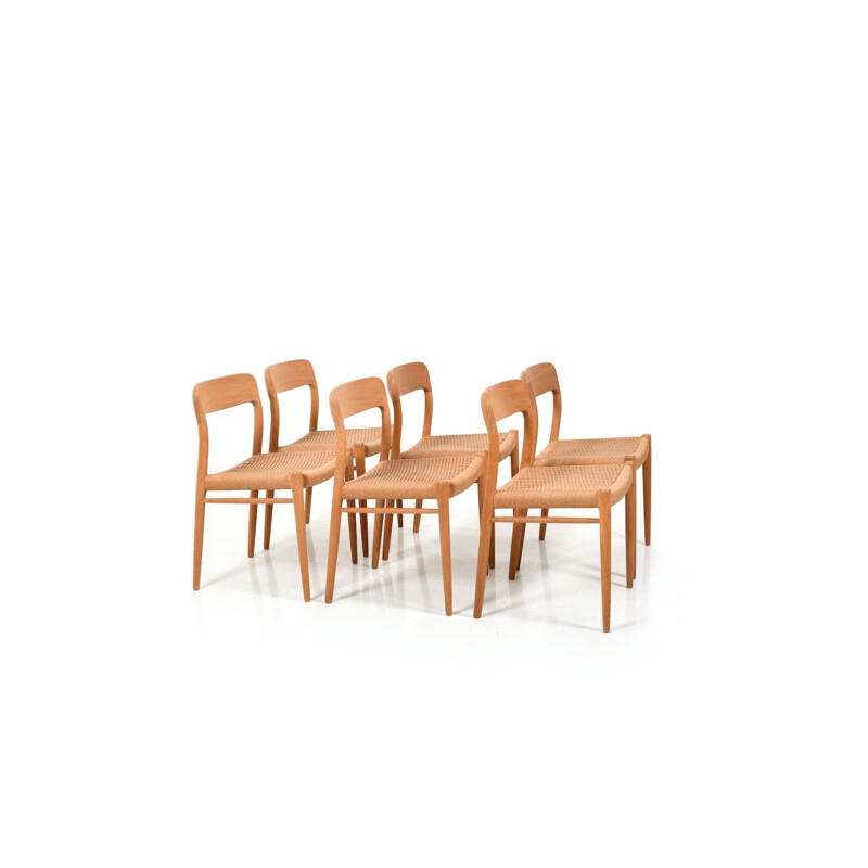Set of 6 vintage Dining Chairs Model 75 by Niels Otto Møller for J.L. Møllers Danish 1960
