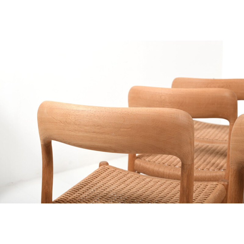 Set of 6 vintage Dining Chairs Model 75 by Niels Otto Møller for J.L. Møllers Danish 1960