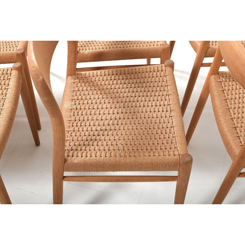 Set of 6 vintage Dining Chairs Model 75 by Niels Otto Møller for J.L. Møllers Danish 1960