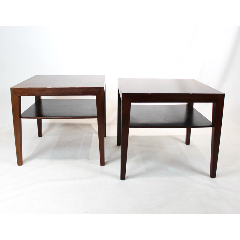 Pair of vintage side tables in rosewood by Severin Hansen for Haslev Furniture 1960s 