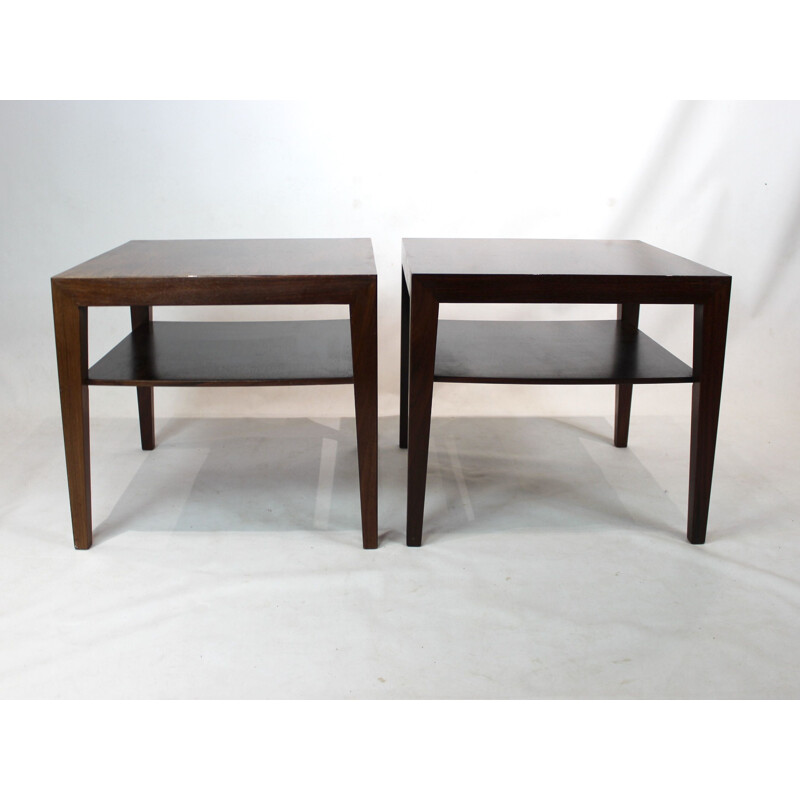 Pair of vintage side tables in rosewood by Severin Hansen for Haslev Furniture 1960s 