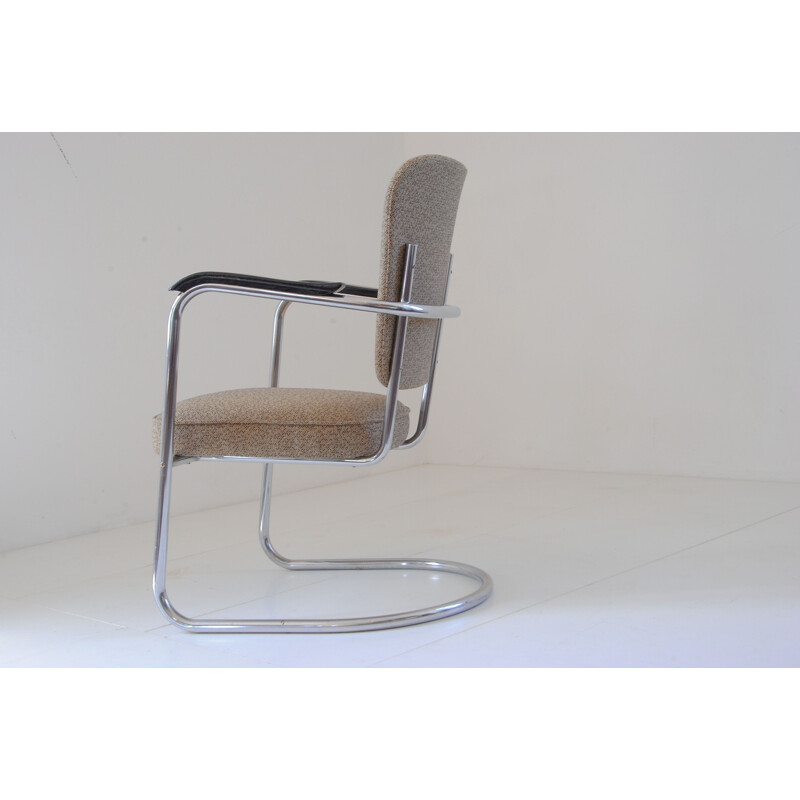 Vintage chromed tubular steel armchair from fana metal, 1930s