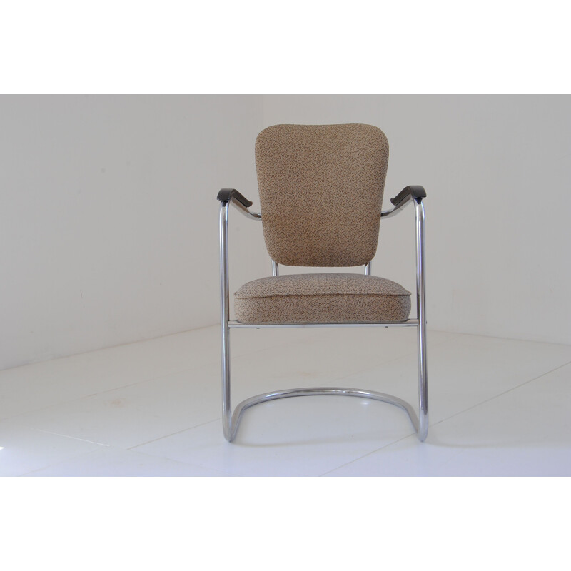 Fauteuil vintage en acier tubulaire chromé de fana metal 1930