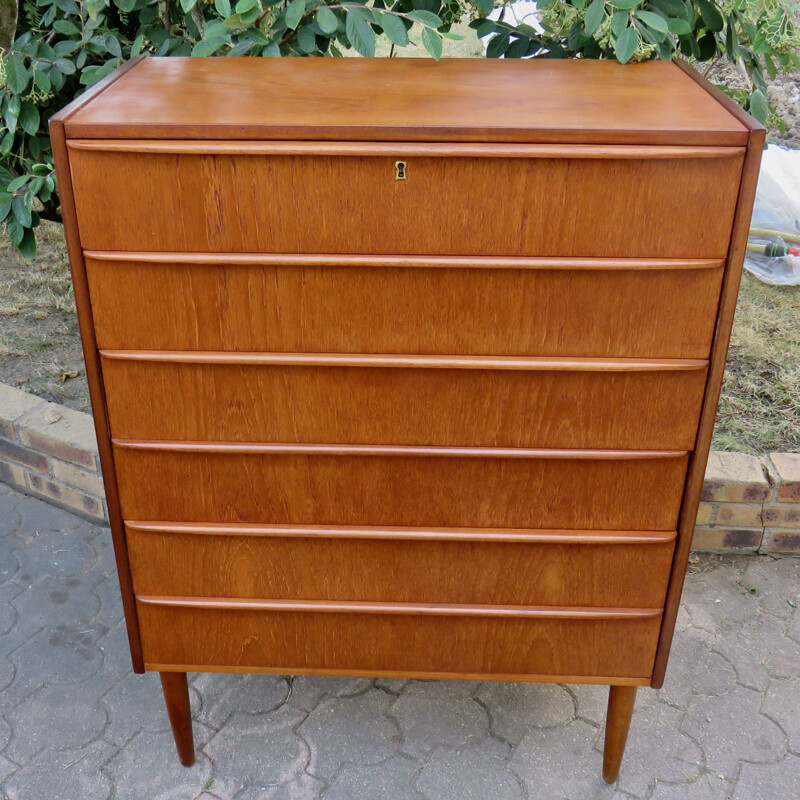 Vintage teak chest of drawers with 6 drawers Denmark 1960