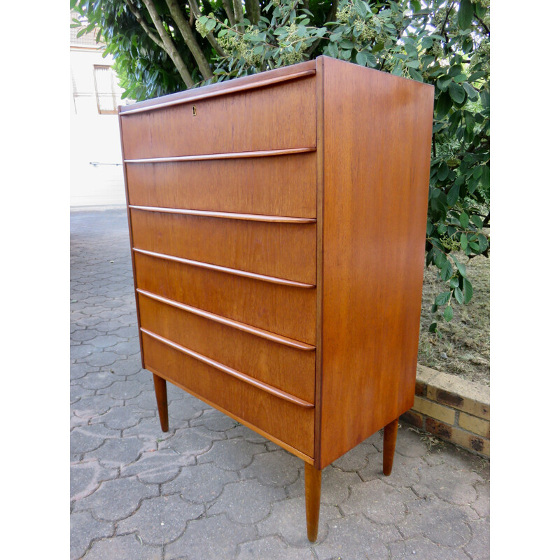 Vintage teak chest of drawers with 6 drawers Denmark 1960