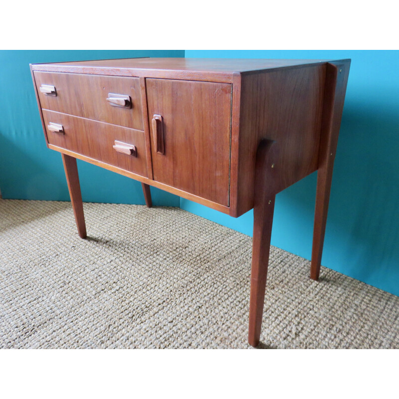 Chest of drawers or vintage teak console. Denmark 1955