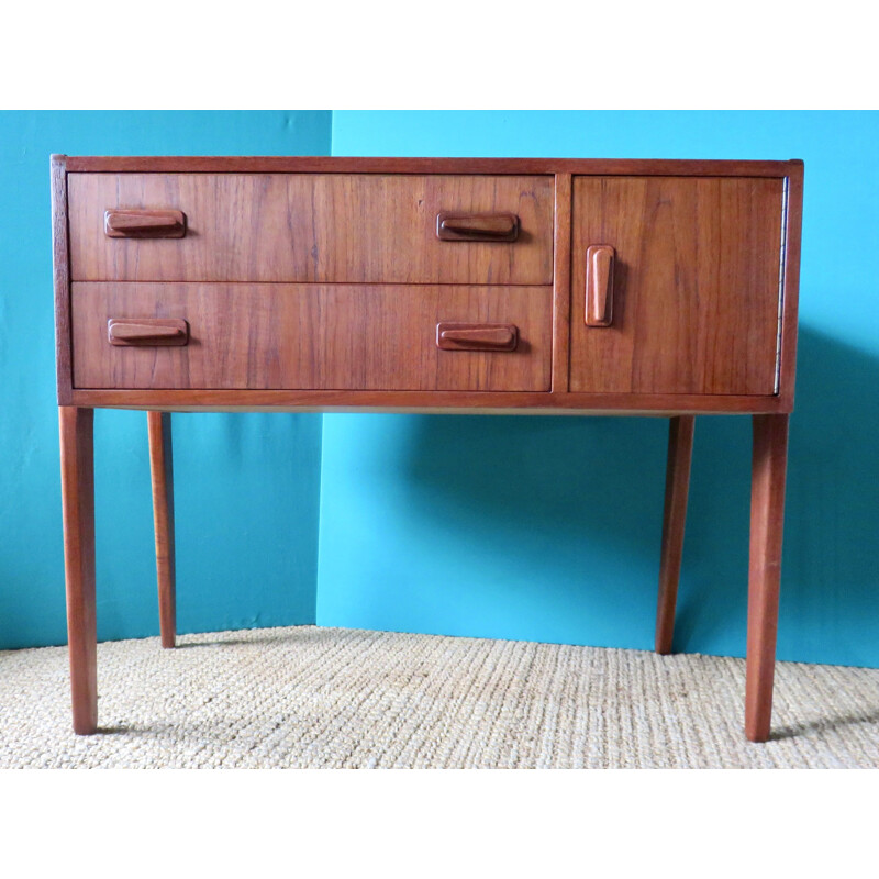 Chest of drawers or vintage teak console. Denmark 1955