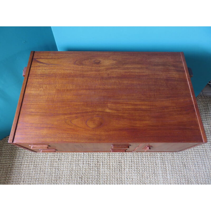 Chest of drawers or vintage teak console. Denmark 1955