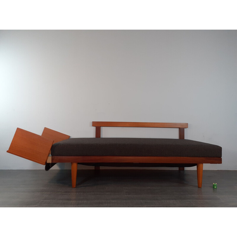 Canapé Daybed vintage Svanette Teck et Tissu anthracite, Ingmar Relling 1960