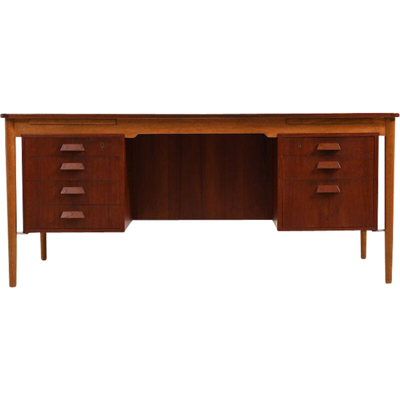 Scrivania vintage in teak e quercia, Danimarca 1950